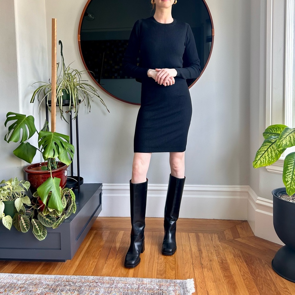 Everlane Luxe Wool Long Sleeve Merino Sweater Dress, black size S
